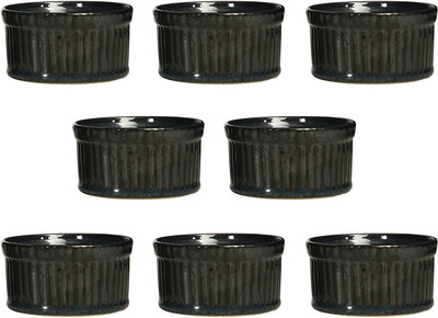 

caffeine Dessert Serving Bowl Ceramic/Stoneware in Glossy Metallic Ramekins (Set of 8) Handmade Stoneware, Ceramic Bowl(Black, Pack of 8)