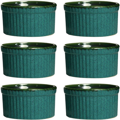 

caffeine Dessert Serving Bowl Ceramic/Stoneware in Matte SeaGreen & Glossy Green Ramekins (Set of 6) Handmade Stoneware, Ceramic Bowl Set(Green, Pack of 6)