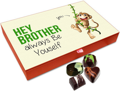 

Chocholik Rakhi Gift Box - Hey Big Brother Always Be Yourself Chocolate Box For Brother / Sister - 12pc Truffles(144 g)