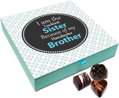 

Chocholik Rakhi Gift Box - I Am The Luckiest Sister Chocolate Box For Brother / Sister - 9pc Truffles(108 g)