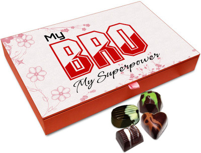 

Chocholik Rakhi Gift Box - MY Brother Is My Super Power Chocolate Box For Brother / Sister - 12pc Truffles(144 g)