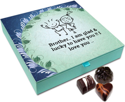 

Chocholik Rakshabandan Gift Box - I Am Glad And Lucky Chocolate Box For Brother / Sister - 9pc Truffles(108 g)