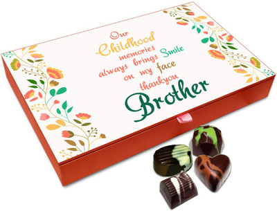 

Chocholik Rakhi Gift - Childhood Memories Brings Smile Chocolate Box For Brother / Sister - 12pc Truffles(144 g)