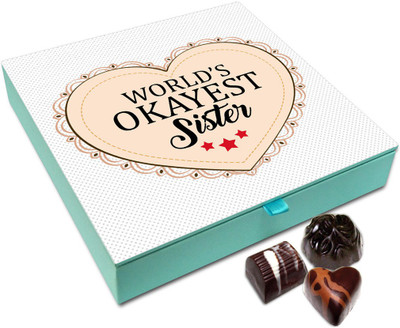 

Chocholik Raksha-bandhan Gift Box - Yearning Worlds Okayest Sister Chocolate Box For Brother / Sister - 9pc Truffles(108 g)