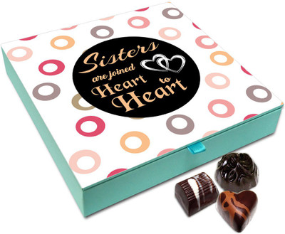 

Chocholik Rakhi Gift Box - Sisters Are Joined Heart To Heart Chocolate Box For Brother / Sister - 9pc Truffles(108 g)