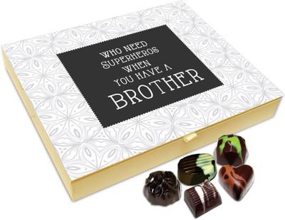 

Chocholik Rakhi Gift - Who Needs Superheroes When I Have A Bro Chocolate Box For Brother / Sister - 20pc Truffles(240 g)