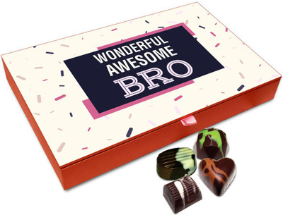 

Chocholik Rakhi Gift Box - You Are Wonderful Awesome Bro Chocolate Box For Brother / Sister - 12pc Truffles(144 g)