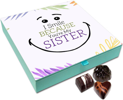 

Chocholik Rakhi Gift Box - I Smile Because You Are My Sister Chocolate Box For Brother / Sister - 9pc Truffles(108 g)