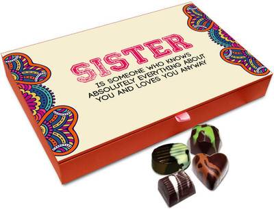 

Chocholik Rakhi Gift Box - Sister Loves You For Everything You are Chocolate Box For Brother / Sister - 12pc Truffles(144 g)