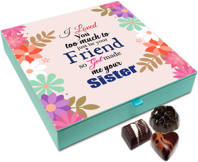 

Chocholik Rakhi Gift Box - A Friend Like Sister Chocolate Box For Brother / Sister - 9pc Truffles(108 g)