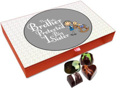 

Chocholik Rakhi Gift Box - Brother Protected By Sister Chocolate Box For Brother / Sister - 12pc Truffles(144 g)