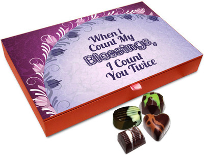 Chocholik Rakhi Gift - I Count You Twice In My Blessings Chocolate Box For Brother / Sister - 12pc Truffles(144 g)