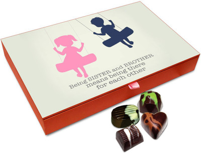 

Chocholik Rakhi Gift Box - Sister And Brother Always There For Each Other Chocolate Box For Brother / Sister - 12pc Truffles(144 g)