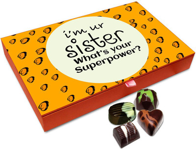 

Chocholik Rakhi Gift Box - My Sister My Superpower Chocolate Box For Brother / Sister - 12pc Truffles(144 g)