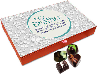 

Chocholik Rakhi Gift Box - I Feel Like Child When We Are Together Chocolate Box For Brother / Sister - 12pc Truffles(144 g)