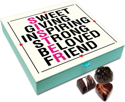 

Chocholik Raksha-bandhan Gift Box - Favour For Lovely Admirable Sister Chocolate Box For Brother / Sister - 9pc Truffles(108 g)