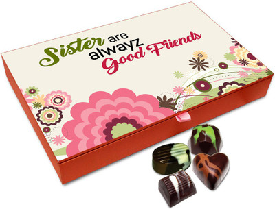 

Chocholik Rakhi Gift Box - Sisters Are Always Good Friends Chocolate Box For Brother / Sister - 12pc Truffles(144 g)
