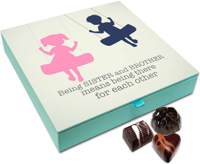 

Chocholik Rakhi Gift Box - Sister And Brother Always There For Each Other Chocolate Box For Brother / Sister - 9pc Truffles(108 g)