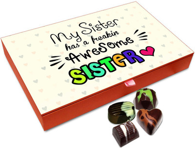

Chocholik Rakhi Gift Box - I Have A Freaking Awesome Sister Chocolate Box For Brother / Sister - 12pc Truffles(144 g)