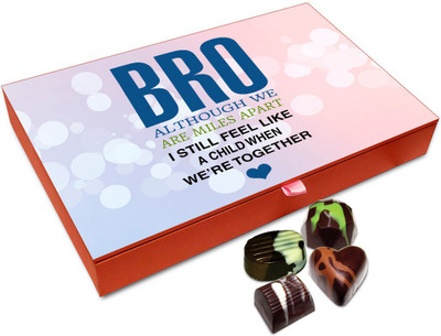 

Chocholik Rakhi Gift Box - Bro I Feel Like Child When We Are Together Chocolate Box For Brother / Sister - 12pc Truffles(144 g)
