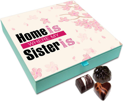 

Chocholik Rakhi Gift Box - Happiness Is Where My Sister Is Chocolate Box For Brother / Sister - 9pc Truffles(108 g)