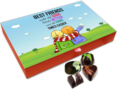 

Chocholik Friendship Gift Box - Best Friends Always Makes Tough Times Easier Chocolate Box For Friends - 12pc Truffles(144 g)
