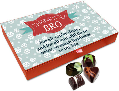

Chocholik Rakhi Gift Box - Thanks Brother For Giving Me Happiness Chocolate Box For Brother / Sister - 12pc Truffles(144 g)
