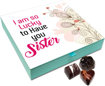 

Chocholik Rakhi Gift - I Am Very Lucky To Have An Awesome Sister Like You Chocolate Box For Brother / Sister - 9pc Truffles(108 g)