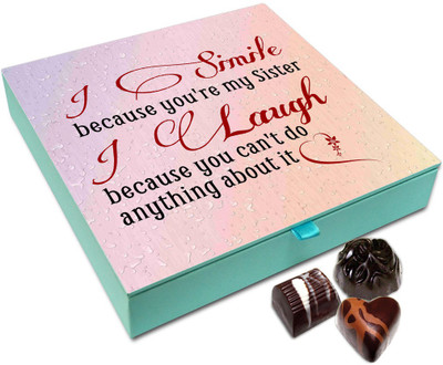 

Chocholik Rakhi Gift Box - I Laugh And Smile Because Of My Sister Chocolate Box For Brother / Sister - 9pc Truffles(108 g)