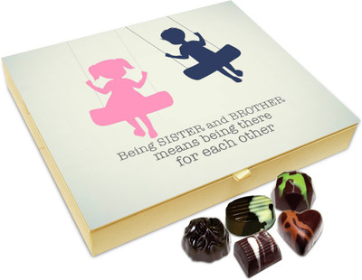 

Chocholik Rakhi Gift Box - Sister And Brother Always There For Each Other Chocolate Box For Brother / Sister - 20pc Truffles(240 g)