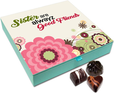 

Chocholik Rakhi Gift Box - Sisters Are Always Good Friends Chocolate Box For Brother / Sister - 9pc Truffles(108 g)