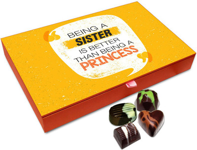 

Chocholik Rakhi Gift - Being A Sister Is Better Than Being A Princess Chocolate Box For Brother / Sister - 12pc Truffles(144 g)