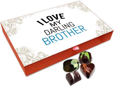 

Chocholik Rakhi Gift Box - I Love MY Darling Brother Chocolate Box For Brother / Sister - 12pc Truffles(144 g)