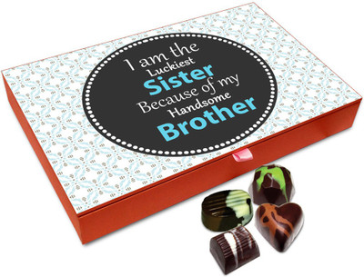 

Chocholik Rakhi Gift Box - I Am The Luckiest Sister Chocolate Box For Brother / Sister - 12pc Truffles(144 g)