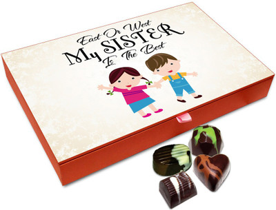 

Chocholik Rakhi Gift - East Or West My Sister Is The Best Chocolate Box For Brother / Sister - 12pc Truffles(144 g)