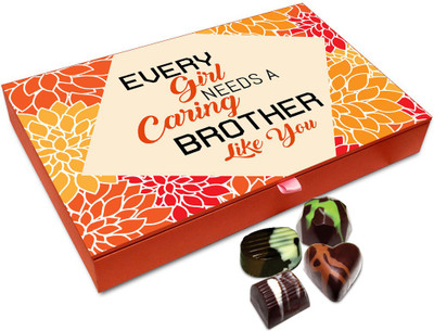

Chocholik Rakhi Gift Box - Every Girl Needs A Caring Brother Chocolate Box For Brother / Sister - 12pc Truffles(144 g)
