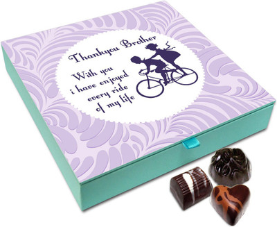 

Chocholik Rakhi Gift - Enjoyed Every Ride With My Brother Chocolate Box For Brother / Sister - 9pc Truffles(108 g)