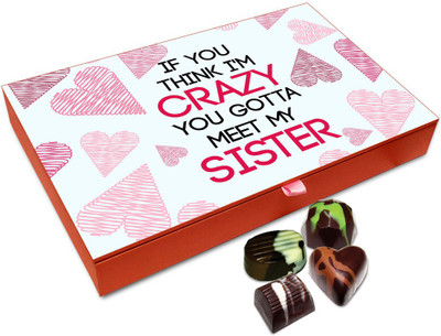 

Chocholik Rakhi Gift Box - My Sister Is Crazier Than Me Chocolate Box For Brother / Sister - 12pc Truffles(144 g)