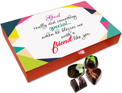 

Chocholik Friendship Gift Box - Thanks God For Blessing Me With Friend Like You Chocolate Box For Friends - 12pc Truffles(144 g)
