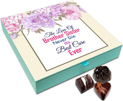 Chocholik Rakhi Gift Box - Love Of Brother Sister Never Dies Chocolate Box For Brother / Sister - 9pc Truffles(108 g)