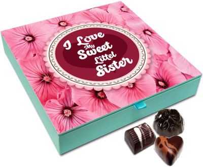 

Chocholik Raksha-bandhan Gift Box - I Love My Sweet Little Sister Chocolate Box For Brother / Sister - 9pc Truffles(108 g)