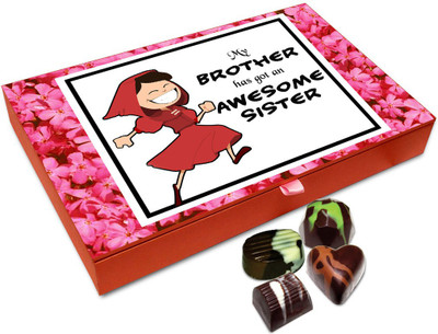

Chocholik Rakhi Gift Box - My Brother Has Awesome Sister Chocolate Box For Brother / Sister - 12pc Truffles(144 g)