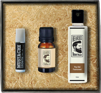 

Beardo The Old Fashioned Beard & Hair Fragrance Oil- Beard Wash - Moustache Growth Roll on Combo Set(Set of 3)