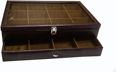 

Essart 24 Compartments Wood Double storey Tie storage box for 24 Ties(Brown)