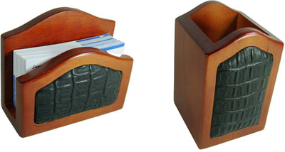 

Essart 2 Compartments Wood Pen Tumbler or Visiting Card Stand(Tan)
