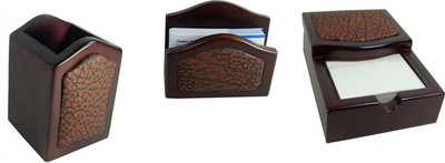

Essart 3 Compartments Wood Pen Tumbler , Visiting card stand or Slipcase(Brown)