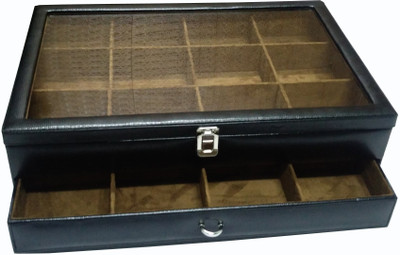 

Essart 24 Compartments Wood Double storey Tie storage box for 24 Ties(Black)