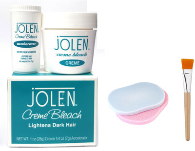 

Jolen Jolen (Imported) Creme Bleach (Creme-113Gm + Accelerator-28Gm) with Bleach Brush and Facial Sponge 141 g(Set of 4)