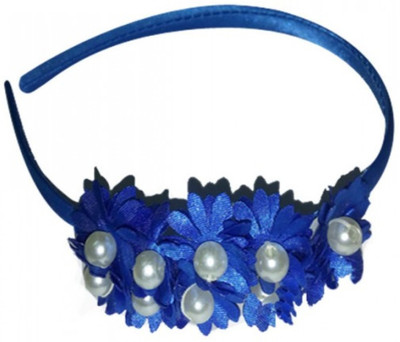 

Dchica Designer Hair Accessories Satin Fabric Solid Pin-Up Beautiful Pearly Head Band(Blue)
