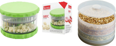 

Nestwell Garlic crusher WITH 4 pc sprout maker Garlic crusher in Choppers Multicolor Kitchen Tool Set(Multicolor)